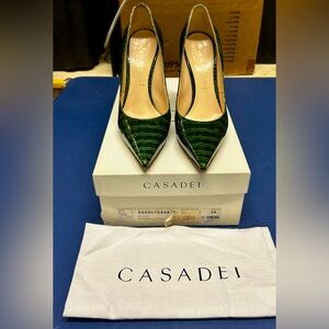 Casadei Green Croc-Embossed Women's Shoes, size 6